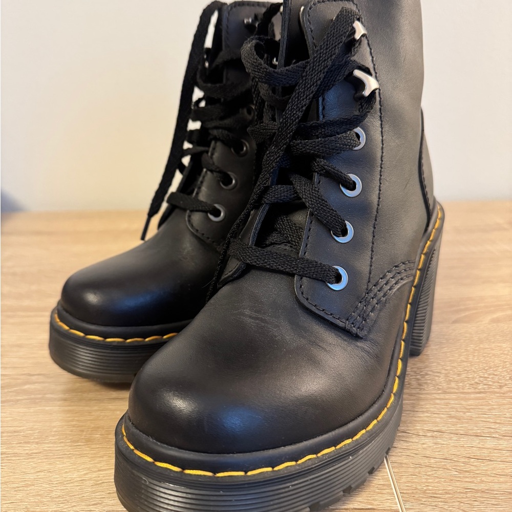 Dr. Martens Jesy Sendal Leather Lace Up Flared Heel Boots